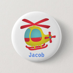 Badge Rond 5 Cm Hélicoptère mignon et coloré pour les enfants