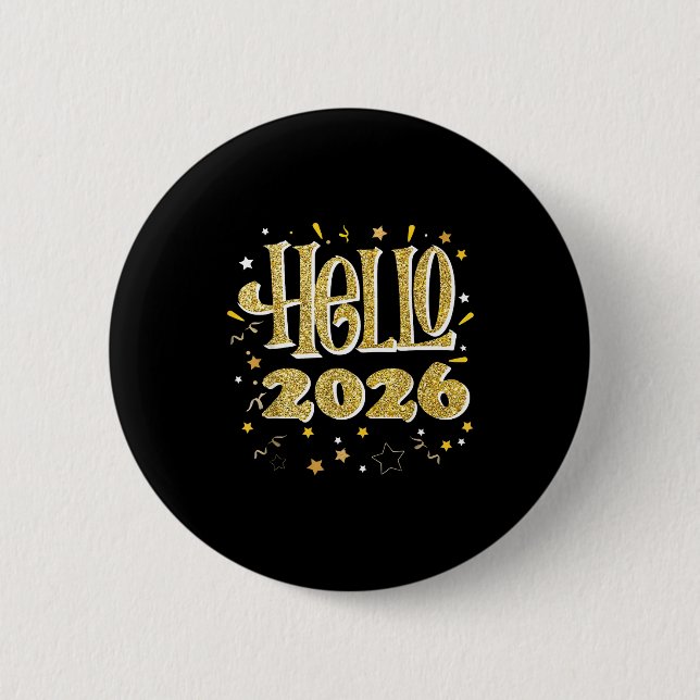 Badge Rond 5 Cm Hello 2026 Happy New Year Pajama Funny Family Matc (Devant)