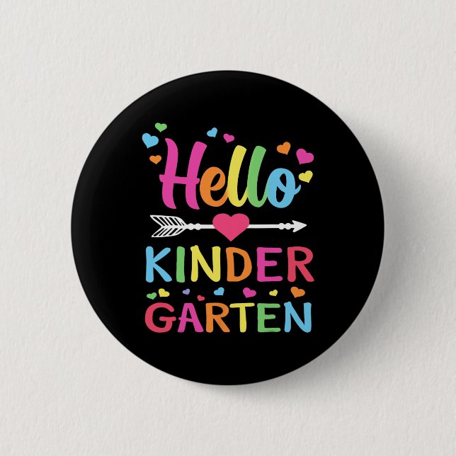 Badge Rond 5 Cm Hello Kindergarten Team Kinder Back to School Teac (Devant)