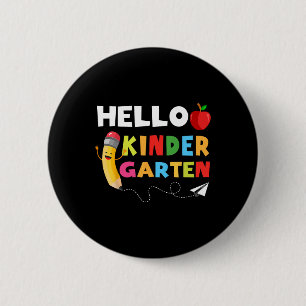 Badge Rond 5 Cm Hello Kindergarten Team Kindergarten Retour à l'éc