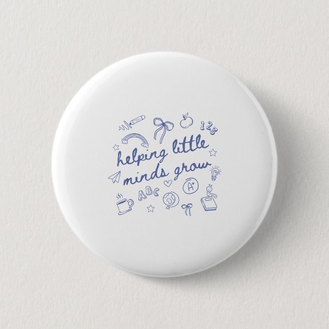 Badge Rond 5 Cm Helng Little Minds Grow Cute New Teacher Creative  (Devant)