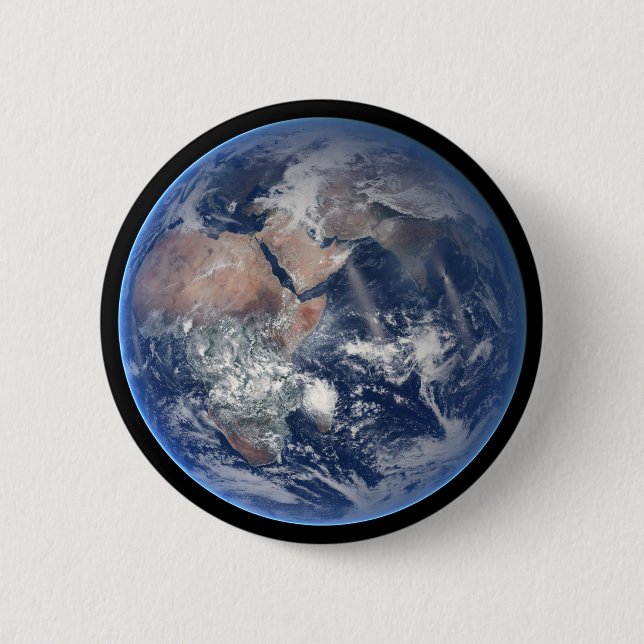 Badge Rond 5 Cm Hémisphère Est Sur La Planète Terre. (Devant)