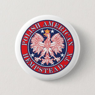 Badge Rond 5 Cm Hempstead Texas Polonais Aigle Américain