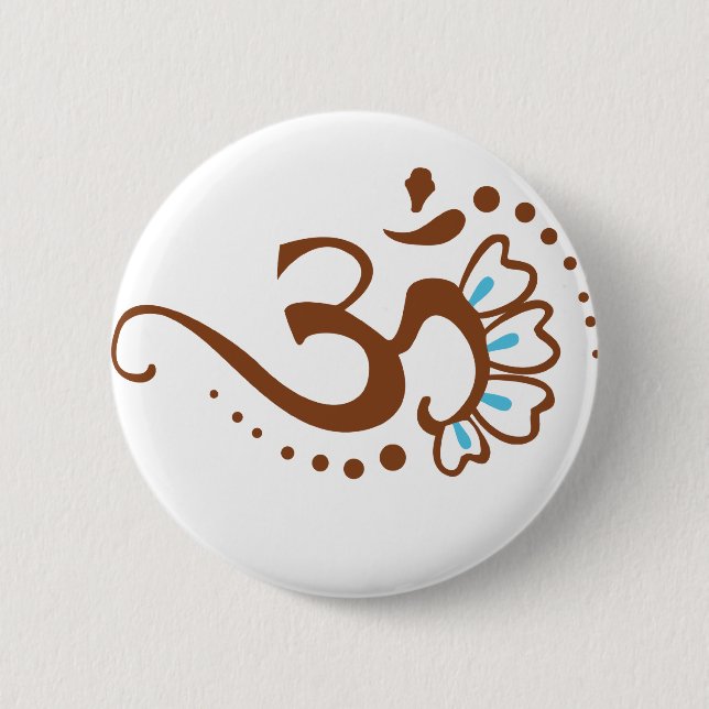 Badge Rond 5 Cm Henné floral OM (Devant)