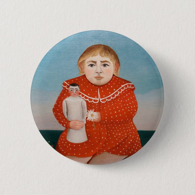 Badge Rond 5 Cm Henri Rousseau - Enfant avec poupée (Devant)