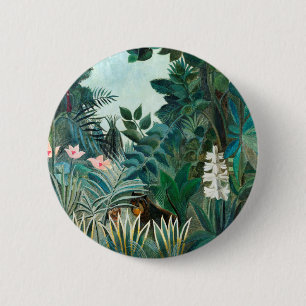 Badge Rond 5 Cm Henri Rousseau Paysage avec Singes Botanique Ga
