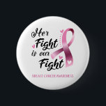 Badge Rond 5 Cm Her Fight is our Fight Breast Cancer Awareness<br><div class="desc">Breast Cancer,  Gifts,  Warrior Fighter, Supporting Fighting,  Breast Cancer Awareness Gifts,  Breast Cancer Awareness Month,  Support Breast Cancer,   Breast Cancer Ribbon,  Support,  Support Breast Cancer, </div>