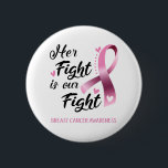 Badge Rond 5 Cm Her Fight is our Fight Breast Cancer Awareness<br><div class="desc">Breast Cancer,  Gifts,  Warrior Fighter, Supporting Fighting,  Breast Cancer Awareness Gifts,  Breast Cancer Awareness Month,  Support Breast Cancer,   Breast Cancer Ribbon,  Support,  Support Breast Cancer, </div>