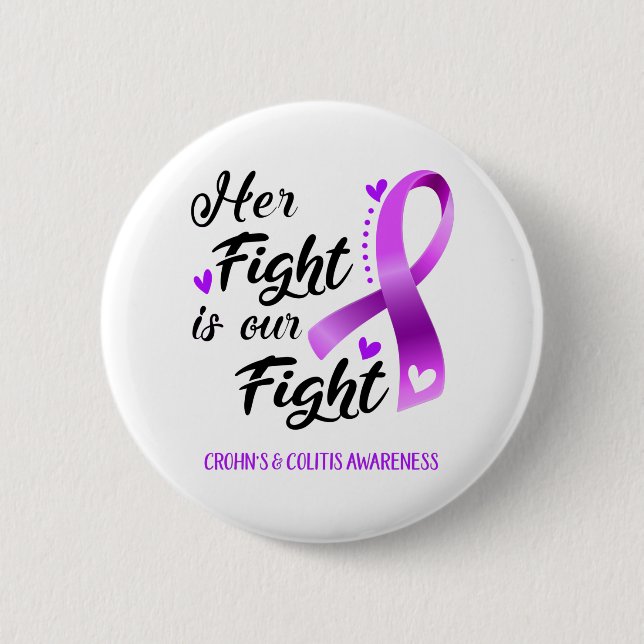 Badge Rond 5 Cm Her Fight is our Fight Crohn's & Colitis Awareness (Devant)