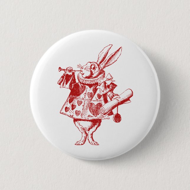 Badge Rond 5 Cm Héraut de lapin blanc rouge (Devant)