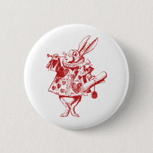 Badge Rond 5 Cm Héraut de lapin blanc rouge