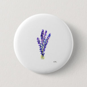 Badge Rond 5 Cm Herbes de lavande jardin floral vintage aquarelle