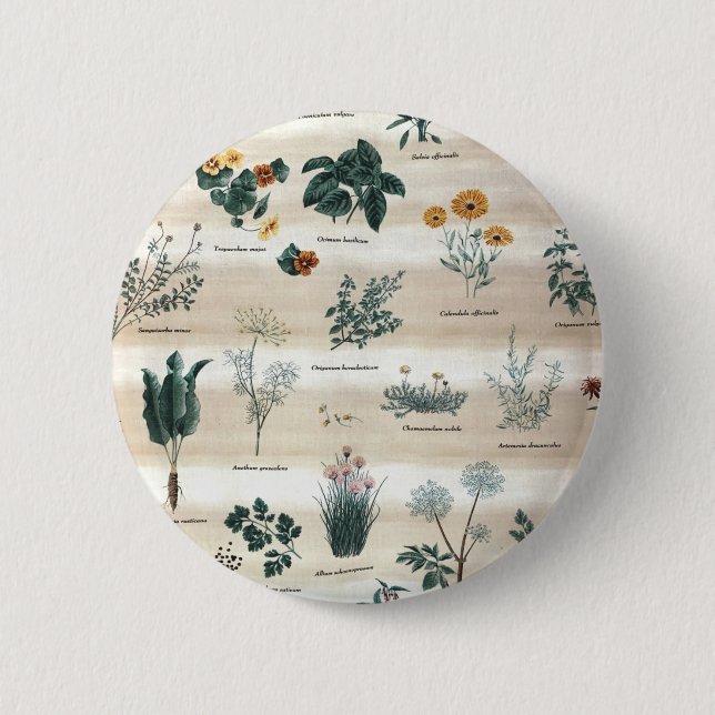 Badge Rond 5 Cm Herbes Fleurs Plantes (Devant)