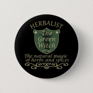 Badge Rond 5 Cm herboriste la sorcière verte