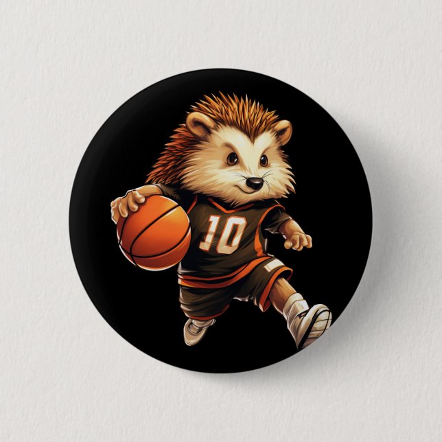 Badge Rond 5 Cm Hérisson de basket-ball (Devant)