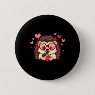 Badge Rond 5 Cm Hérisson Drôle Cœur Chocolat Saint Valentin Femmes