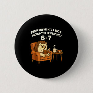 Badge Rond 5 Cm Hérisson Drôle Lisant Livre 67 Six Sept Meme