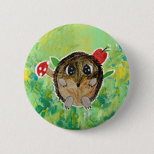 Badge Rond 5 Cm Hérisson Mignon