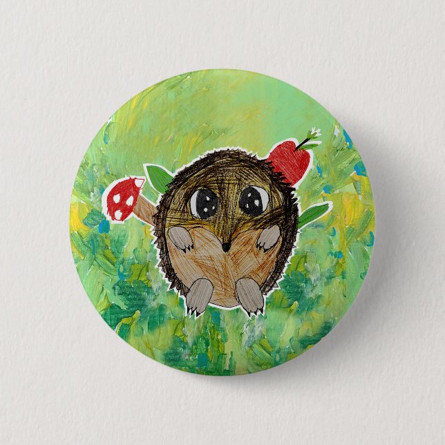 Badge Rond 5 Cm Hérisson Mignon (Devant)