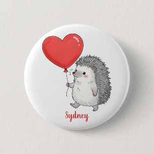 Badge Rond 5 Cm Hérisson Mignon Personnalisé avec Ballon en Forme 