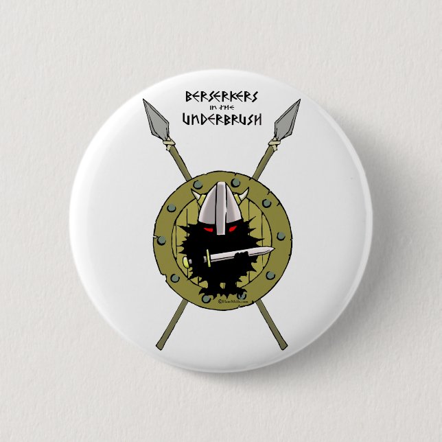 Badge Rond 5 Cm Hérisson Viking sur le bouclier (Devant)
