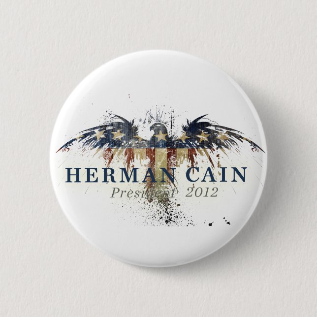 Badge Rond 5 Cm Herman Caïn pour le président (Devant)