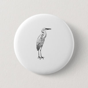 Badge Rond 5 Cm Héron blanc