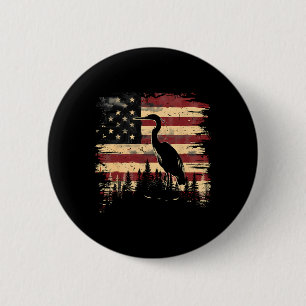 Badge Rond 5 Cm Héron majestueux 4 juillet drapeau américain natur