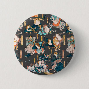 Badge Rond 5 Cm Héros d'anime grenouille japonaise ukiyo-e en bois
