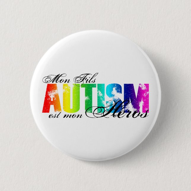 Badge Rond 5 Cm Héros de lundi Fils - autisme (Devant)