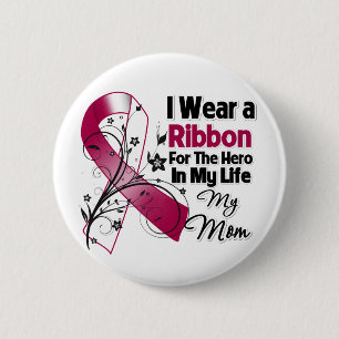 Badge Rond 5 Cm Héros de maman dans mon Cancer de cou de tête de