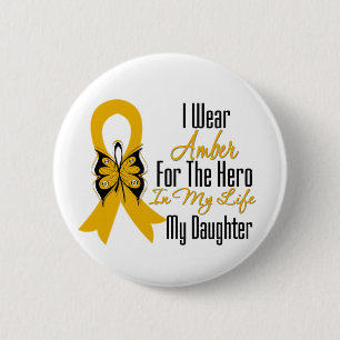Badge Rond 5 Cm Héros de ruban de Cancer d'annexe ma fille