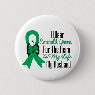 Badge Rond 5 Cm Héros de ruban de Cancer de foie mon mari