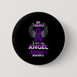 Badge Rond 5 Cm Héros est maintenant mon ange Alzheimer sensibilis