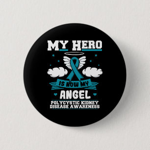 Badge Rond 5 Cm Héros Est Maintenant Mon Ange Polykystique Maladie