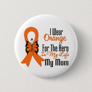 Badge Rond 5 Cm Héros orange de ruban de leucémie ma maman