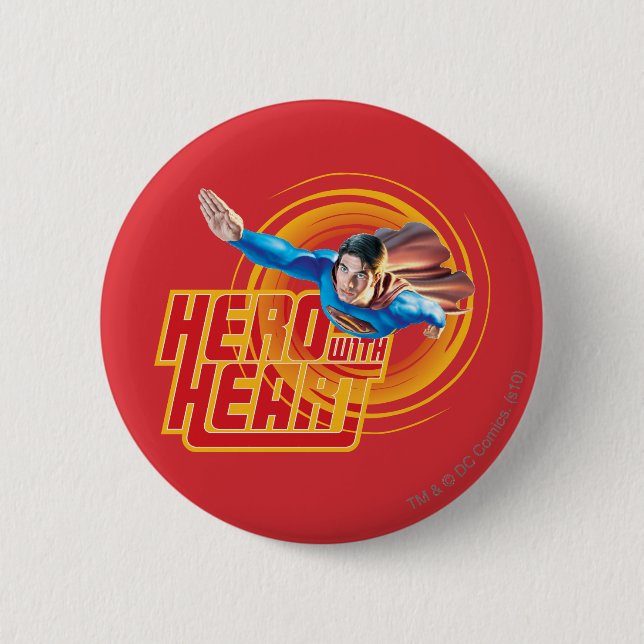Badge Rond 5 Cm Héros Superman avec coeur (Devant)