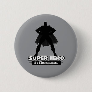 Badge Rond 5 Cm Héros Suprême Gris Moderne Sous Couverture Minimal