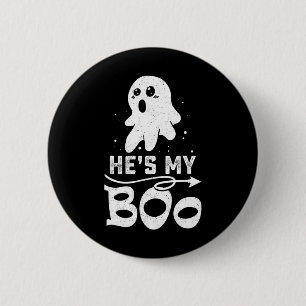 Badge Rond 5 Cm Hes My Boo Cute Correspondant Couple Halloween Cos