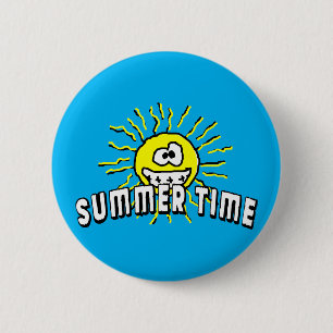 Badge Rond 5 Cm Heure d'été - Joyeux soleil