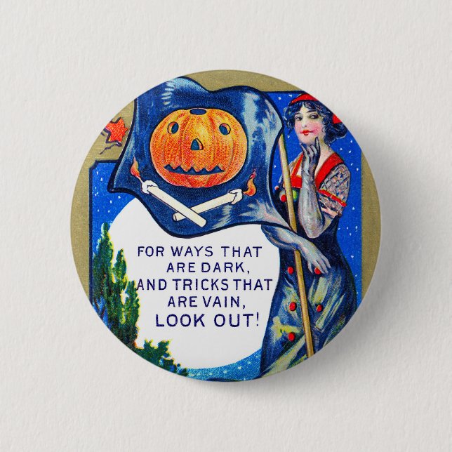 Badge Rond 5 Cm Heure d'Halloween tombée (Devant)