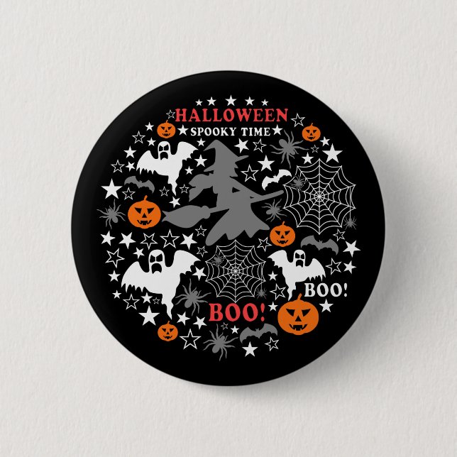 Badge Rond 5 Cm Heure Éffrayante Halloween (Devant)
