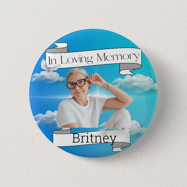 Badge Rond 5 Cm Heure & Ribbon Memorial RIP (Devant)