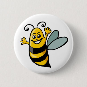 Badge Rond 5 Cm Heureuse abeille
