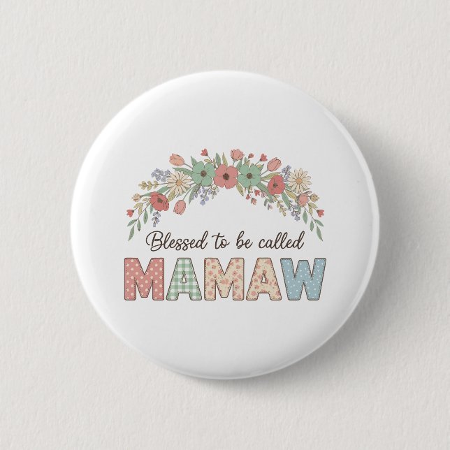Badge Rond 5 Cm Heureuse d'être appelée Mamaw (Devant)