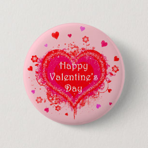 Badge Rond 5 Cm Heureuse Sainte-Valentin