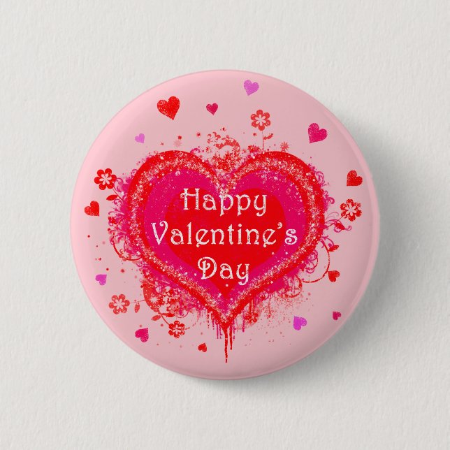 Badge Rond 5 Cm Heureuse Sainte-Valentin (Devant)