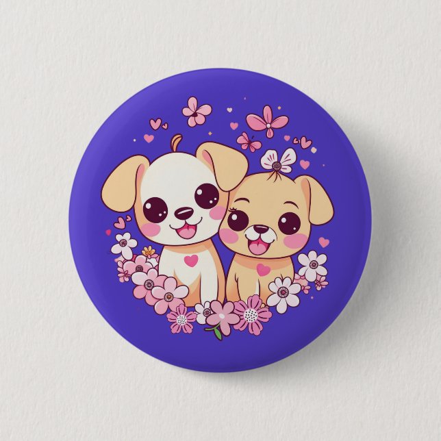 BADGE ROND 5 CM HEUREUSE SAINTE-VALENTIN ! (Devant)