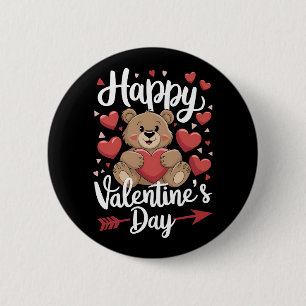 Badge Rond 5 Cm Heureuse Sainte-Valentin Bear Heart Couples mignon