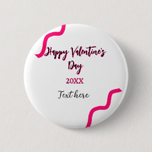 Badge Rond 5 Cm Heureuse Sainte-Valentin rose noir spirale audacie